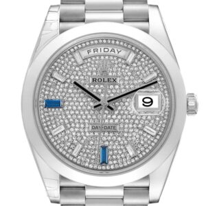 Rolex Day-Date 40 President Platinum Diamond & Sapphire Dial Ref. 228206