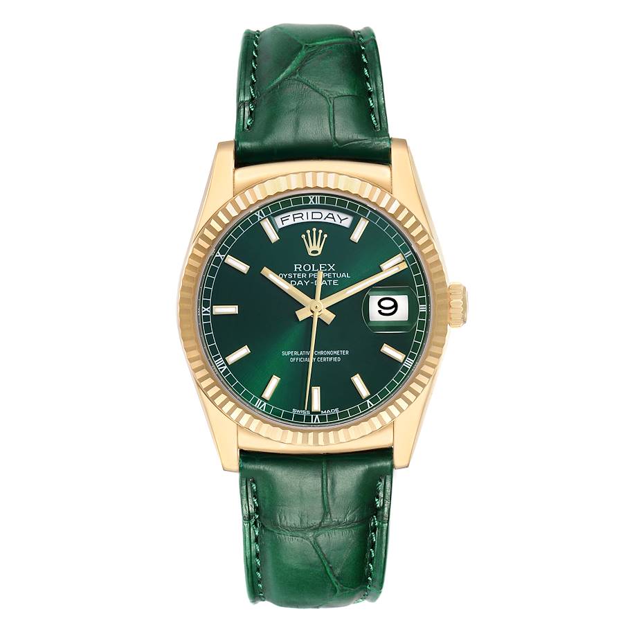 Rolex Day-Date 36 Yellow Gold Green Dial Ref. 118138 - Image 10