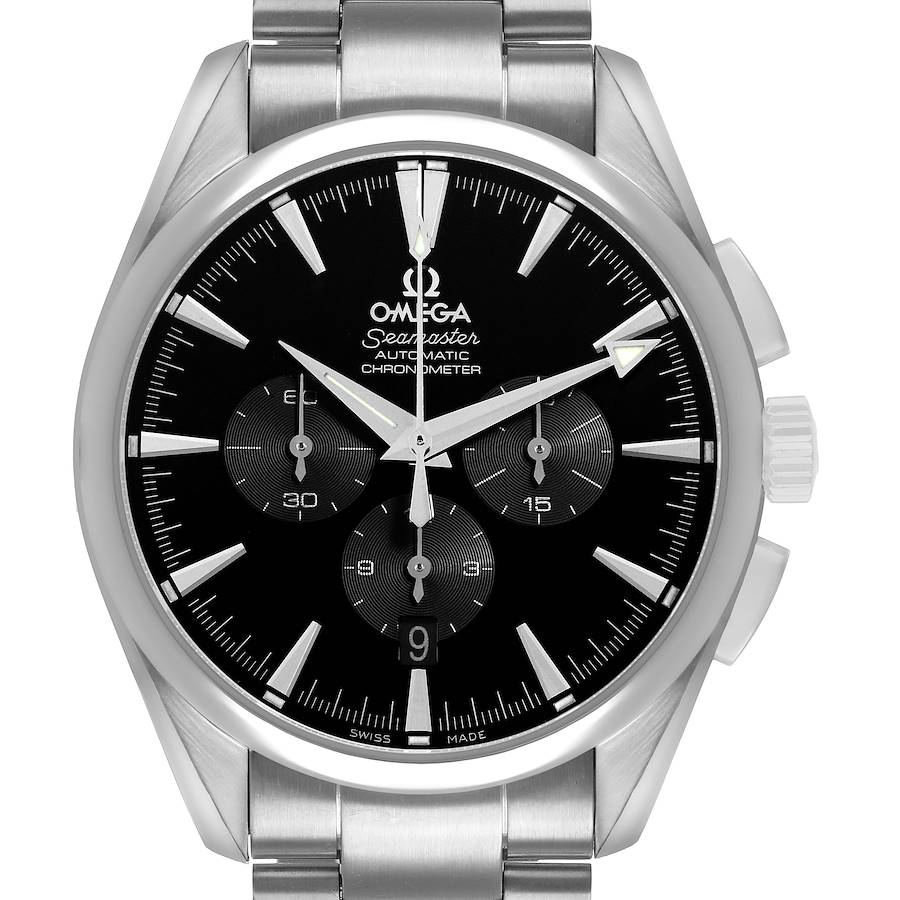 Omega Aqua Terra Chronograph Steel Black Dial Mens Watch 2512.50.00 Box Card